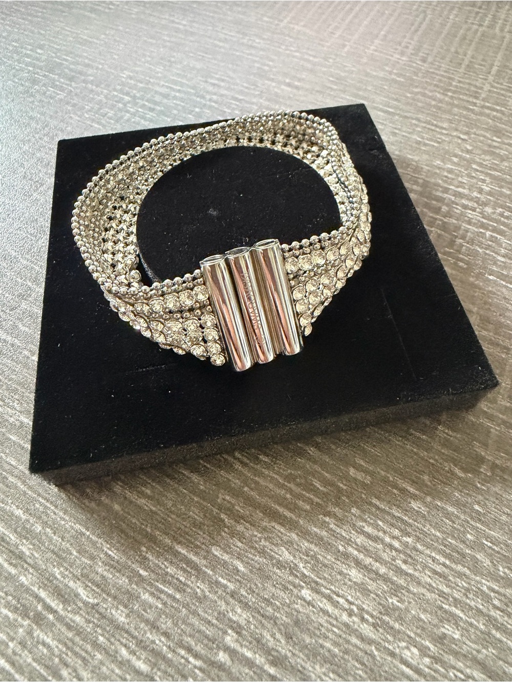 Swarovski Multi-Strand Crystal Mesh Bracelet with Magnetic Bar Clasp